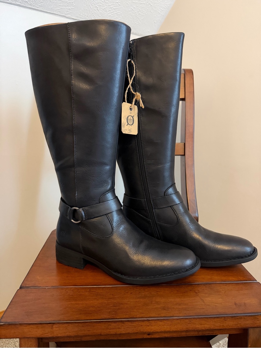 Born Saddler Black Over-the-Knee Buckle Riding Boots